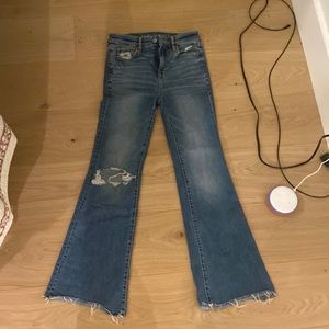 American eagle flare jeans high rise size 2